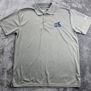 White Sox Polo Shirt Mens XL Grey Chicago Baseball Coca-Cola Logo Performance